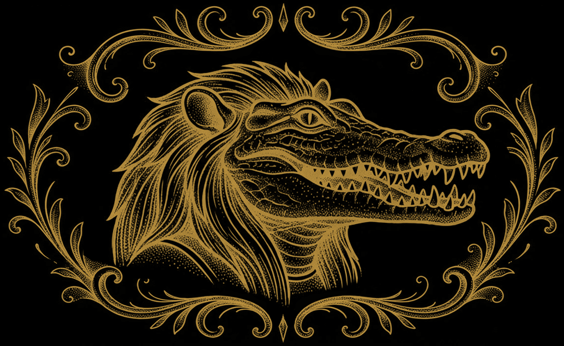 Gold artwork depicting an ornate relic